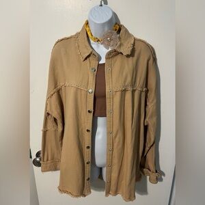 Tan Utility Jacket w/ fray and studded detailing